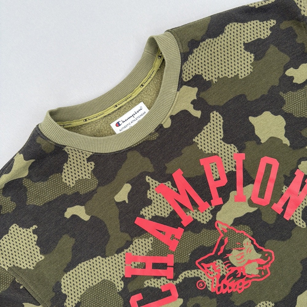 CHAMPION MENS MESH CAMO PULLOVER CREW NECK SWEATSHIRT SIZE LARGE